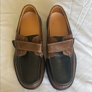 Dr Comfort Mike Casual Boat Shoe Size 11 Men's Black and Brown Loafers